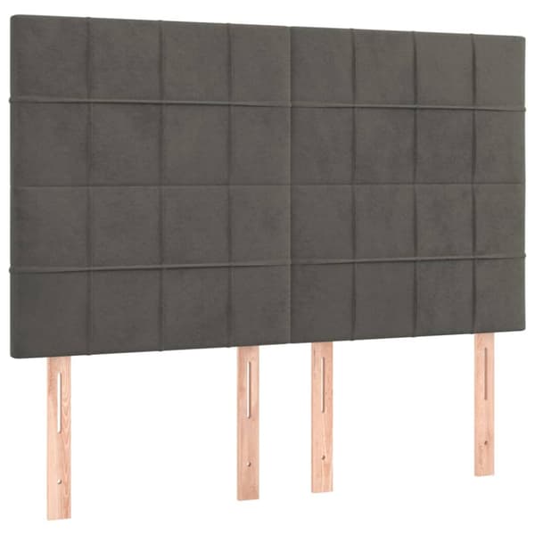 Ramsäng med madrass & LED mörkgrå 140x200 cm sammet