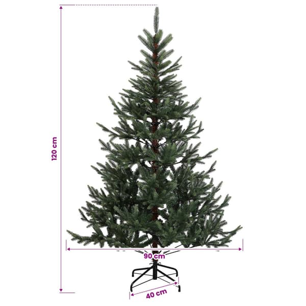 Konstgjord julgran med julkulor 120 cm 150 LED-lampor Varmvit