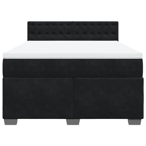 Ramsäng med madrass svart 140x190 cm sammet