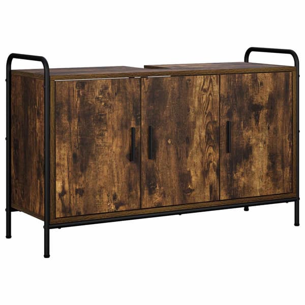 Badrumsskåpsset 2 st Rökt ek 65,5 x 34 x 61 cm Konstruerat trä