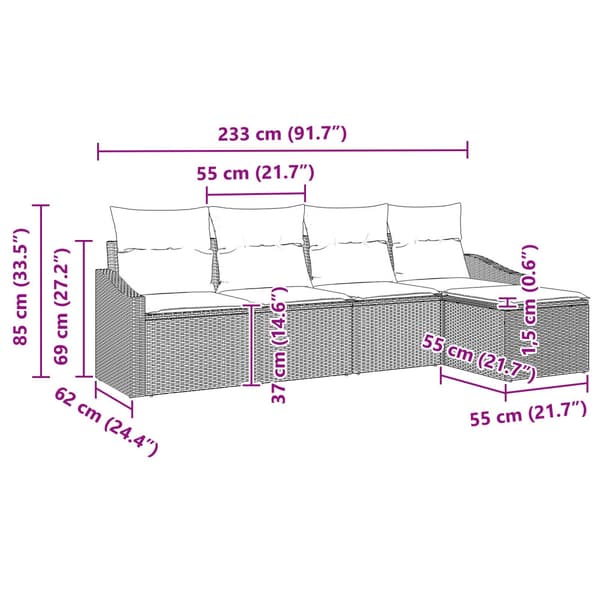 Soffset med kudde 5 pcs Ljusgrå konstrotting