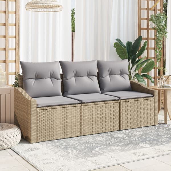Soffset med kudde 3 pcs Beige konstrotting