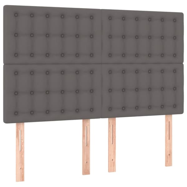 Ramsäng med bäddmadrass grå 140x190 cm konstläder