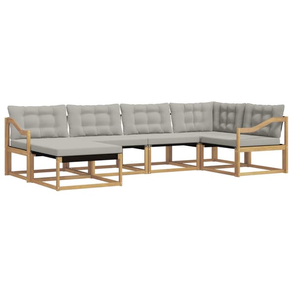Utomhussoffset 6 pcs Vit och ljusgrå 325 x 166,5 x 73 cm