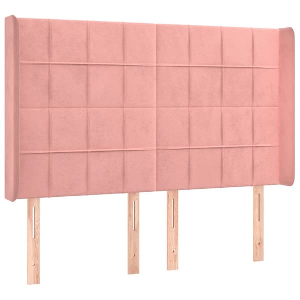 Ramsäng med madrass rosa & LED 140x190 cm sammet