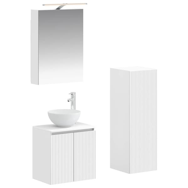 Badrumsmöbelset 4 pcs Vit Konstruerat trä och glas