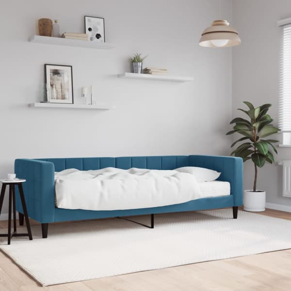 Dagbädd med madrass blå 80x200 cm sammet