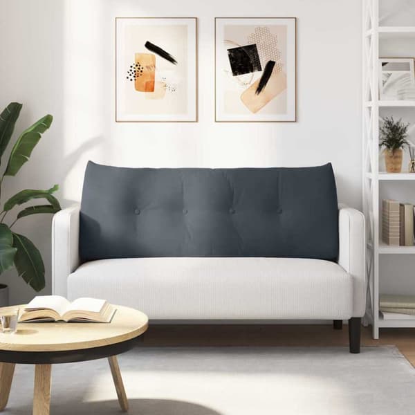 Ryggkudde Mörkgrå 120 x 24 x 50 cm Sammet