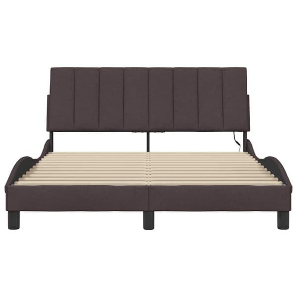 Bed Frame without Mattress "Hanko" Dark Brown 120x200cm Fabric