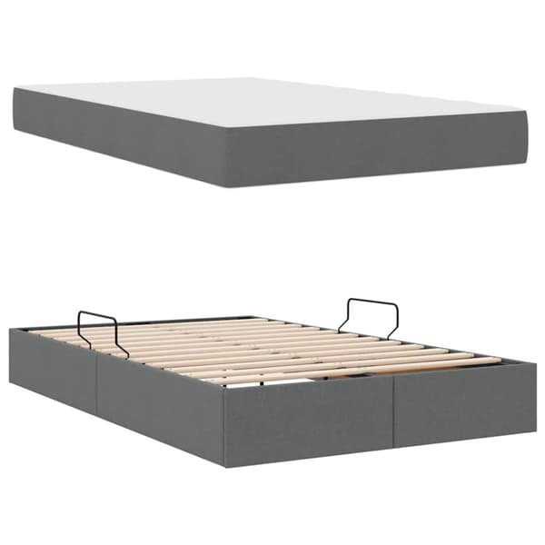 Förvaringssäng med madrass Mörkgrå 120 x 200 cm Polyester