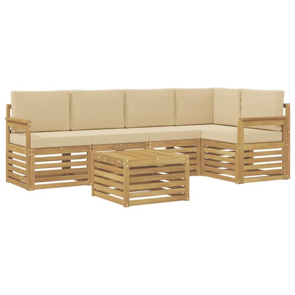 Utomhussoffset 6 pcs Vit och Beige 59 x 59 x 37 cm Polyester
