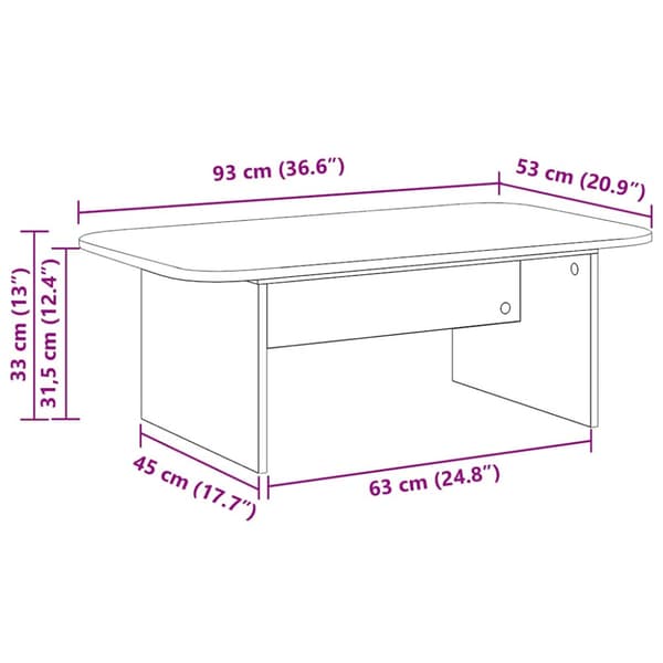 Kaffeebord Vit 93 x 53 x 33 cm Konstruerat trä