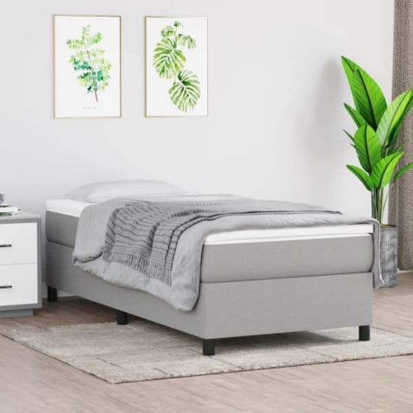 Ramsäng med madrass ljusgrå 100x200 cm tyg
