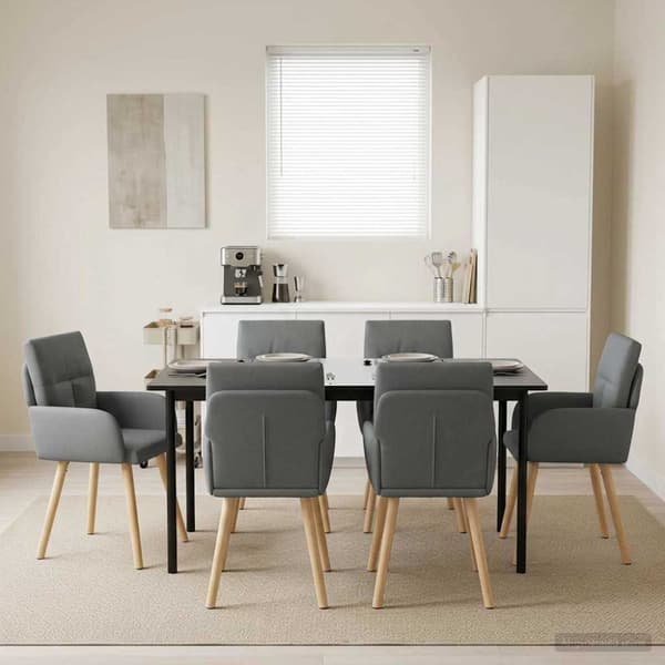 Matstolar 6 pcs Tyg Mörkgrå 60 x 56 x 96 cm