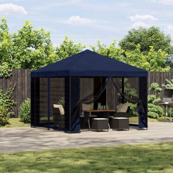 Paviljong 3 x 3 m Blå Polyester och Stål 190