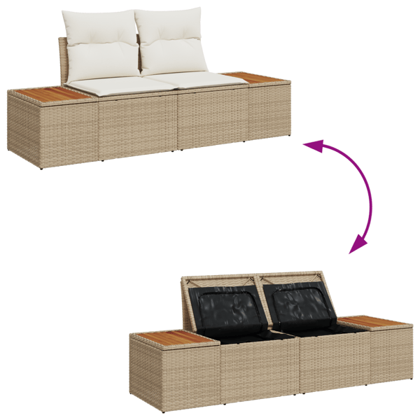 Trädgårdsoffset 6 st Beige konstrotting