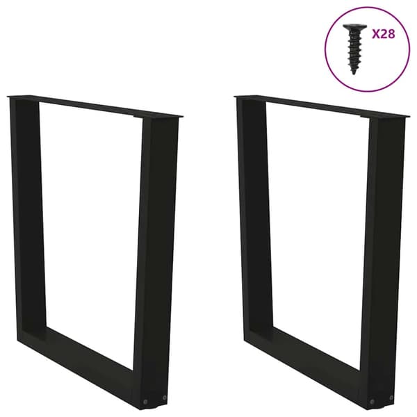 Matbordsben V-formade 2 st svarta 80x(72-73,3) cm stål