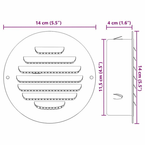 Luftventilationslock 4 pcs Silver 125 mm Rostfritt stål