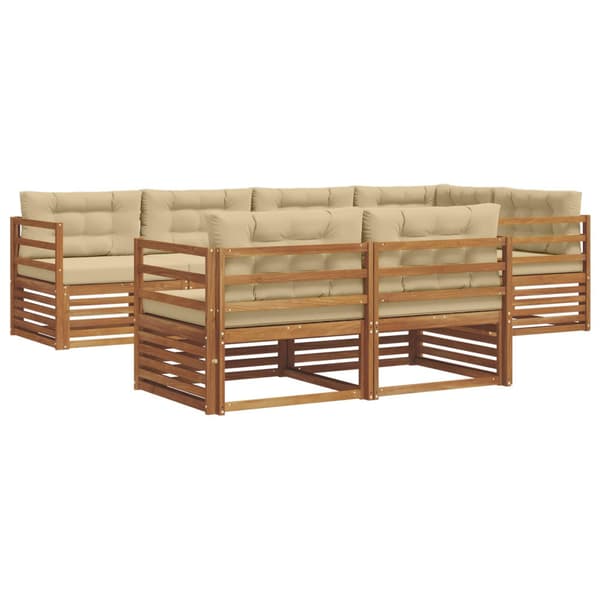 Utomhussoffset med kudde 7 pcs Naturlig och Beige