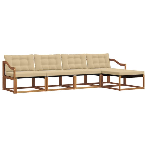 Utomhussoffset med kudde 5 pcs Naturlig och Beige