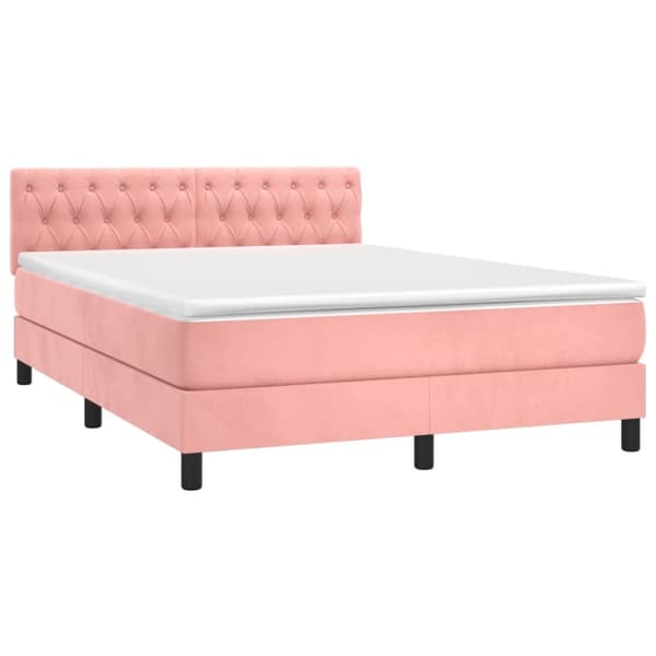Ramsäng med madrass rosa 140x190 cm sammet
