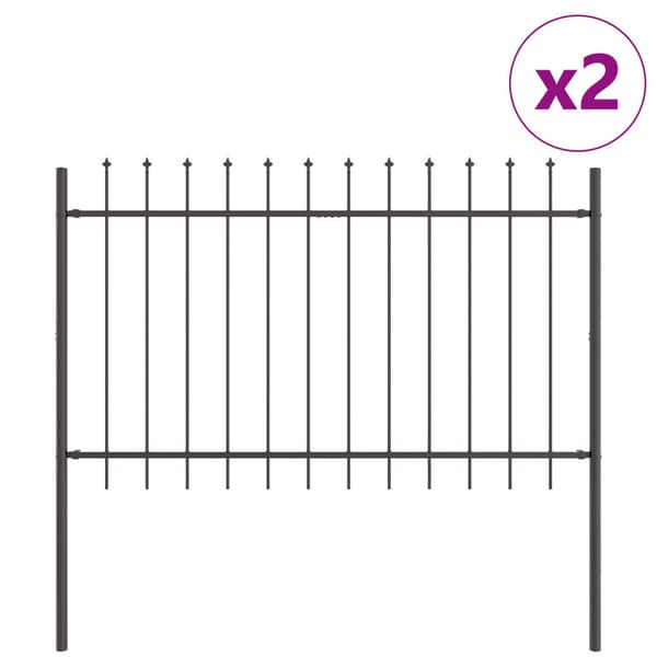 Trädgårdsstängsel 2 pcs Grå 3,4 x 1,2 m Pulverlackerad stål