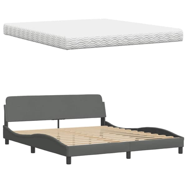 Bed with Mattress Dark Grey 180x200 cm Fabric
