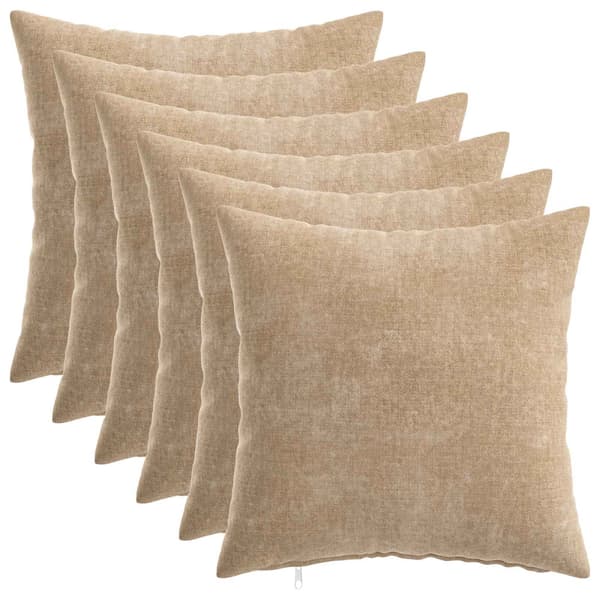 Kudde 6 st HEERLEN Taupe 40 x 40 cm Chenilletyg