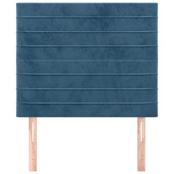 Sänggavel mörkblå 100x5x118/128 cm sammet