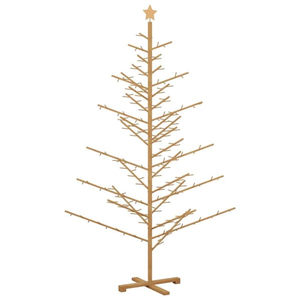 Träjulgran med stativ Brun 210 cm Massivt furuträ