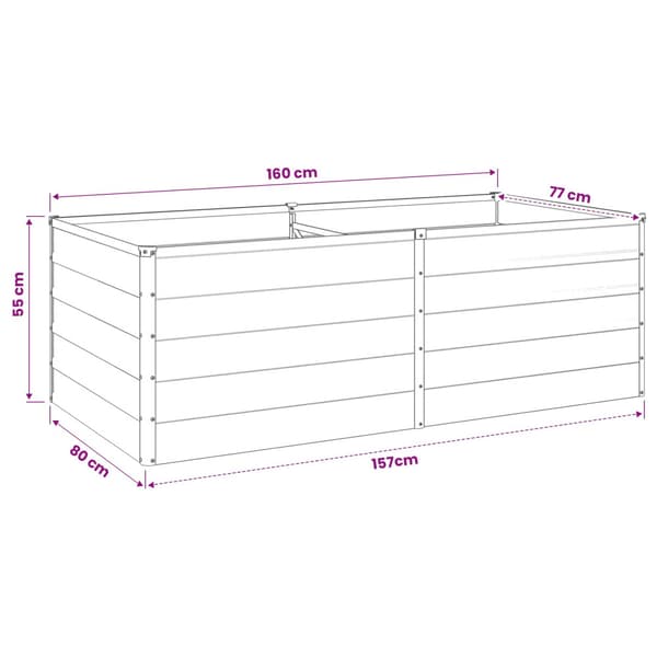 Höjd Trädgårdsbädd Rostig 160 x 80 x 55 cm corton
