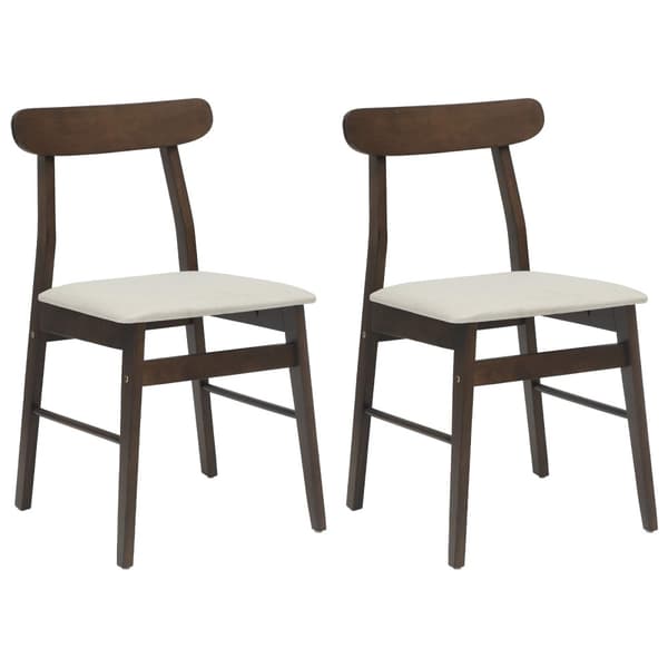 Matstol 2 pcs Mörkbrun, Vit Massiv Gummiträ
