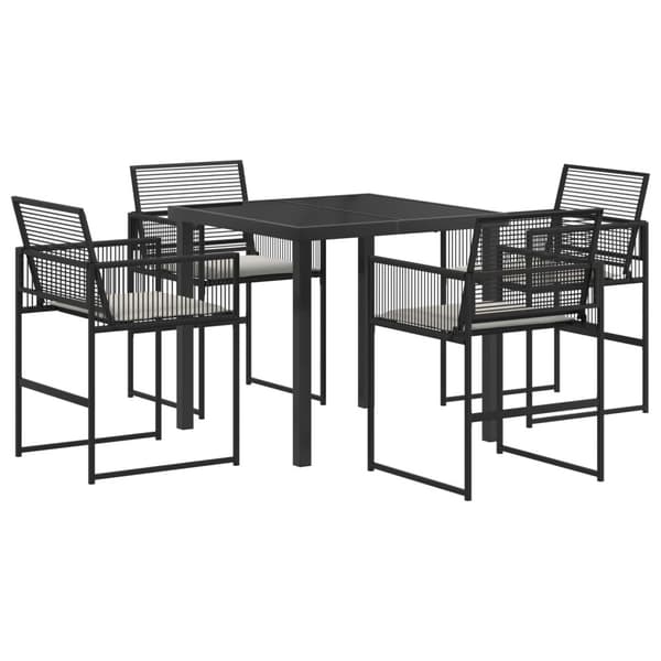 Trädgårdsmöbelset 5 pcs Svart konstrotting