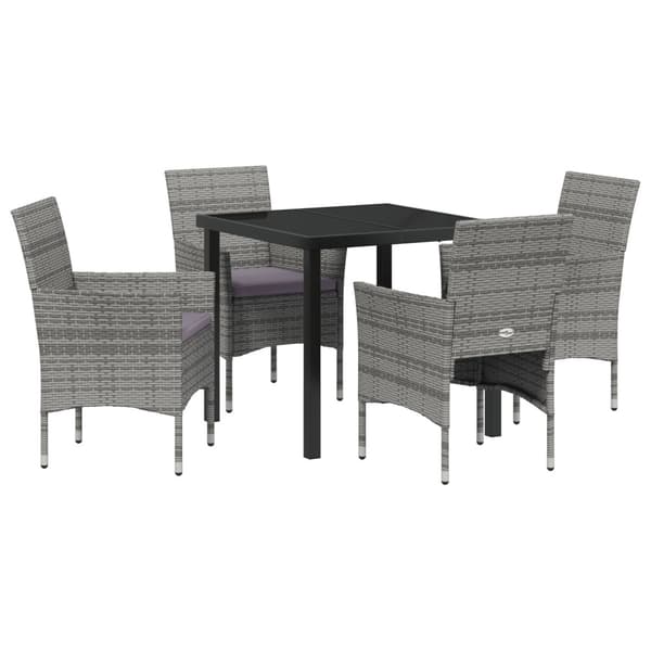 Trädgårdsmöbelset med kudde 5 pcs Grå konstrotting