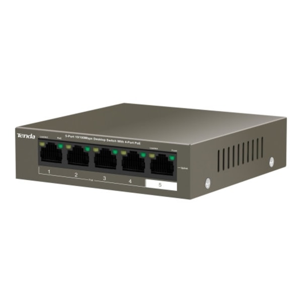 Tenda TEF1105P-4-63W - switch - 5 portar - ohanterad Grå