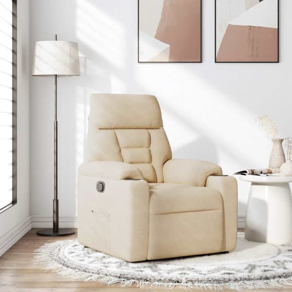 Reclinerfåtölj gräddvit mikrofibertyg
