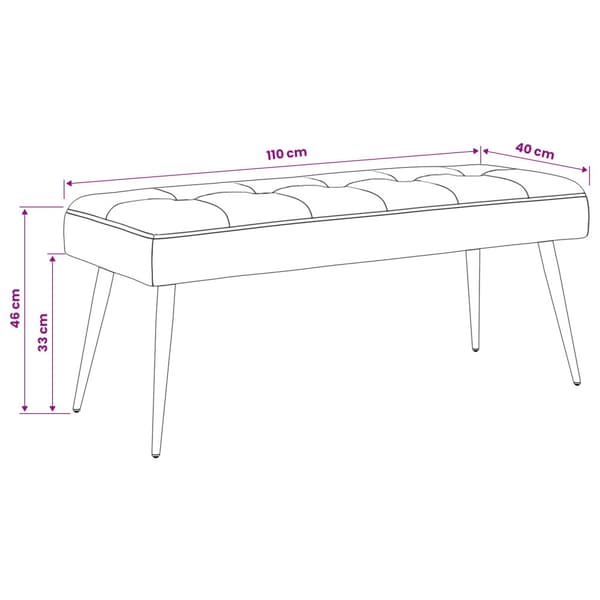 Bänk med knappar Polisblå 110 x 40 x 46 cm Sammet