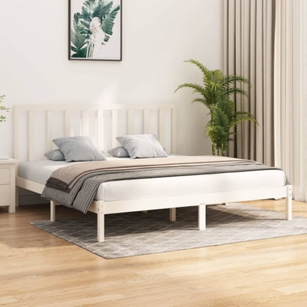 Sängram vit massiv furu 200x200 cm