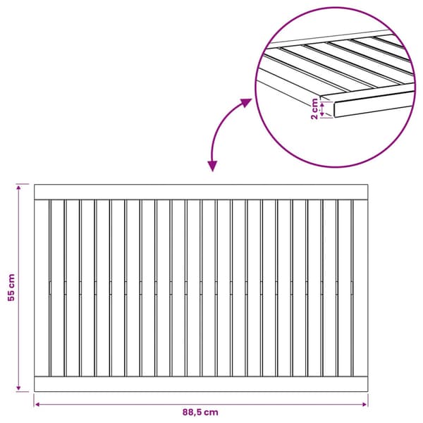 Bordsskiva 88,5 x 55 x 2 cm Rektangulär Massivt Akaciaträ