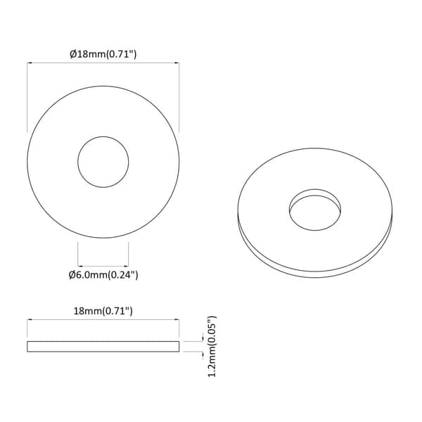 Skivor 2 pcs Silver 18 x 18 x 1,2 mm Järn