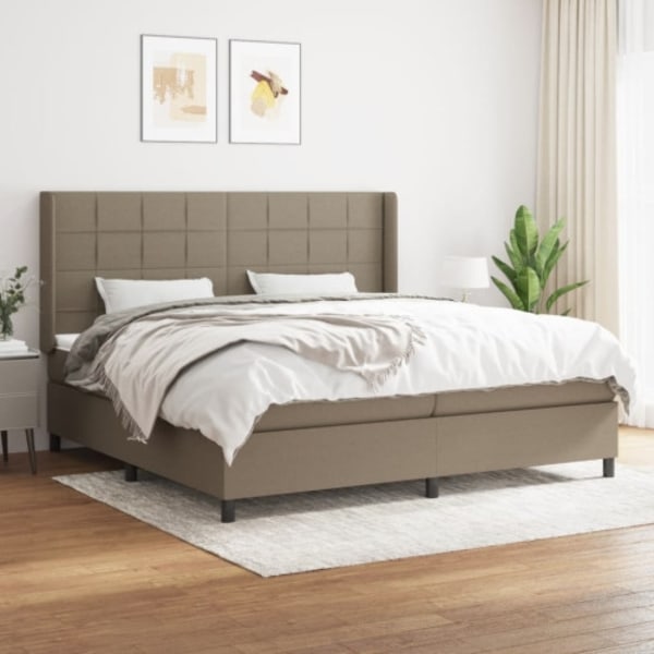 Ramsäng med madrass taupe 200x200 cm tyg