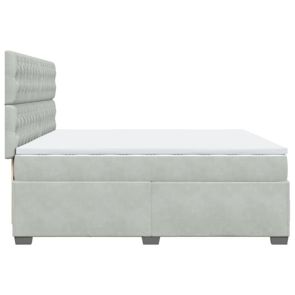 Ramsäng med madrass ljusgrå 200x200 cm sammet