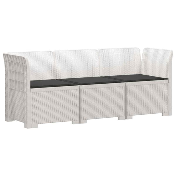 3-sits trädgårdsoffa med kuddar Rattan-look PP Vit