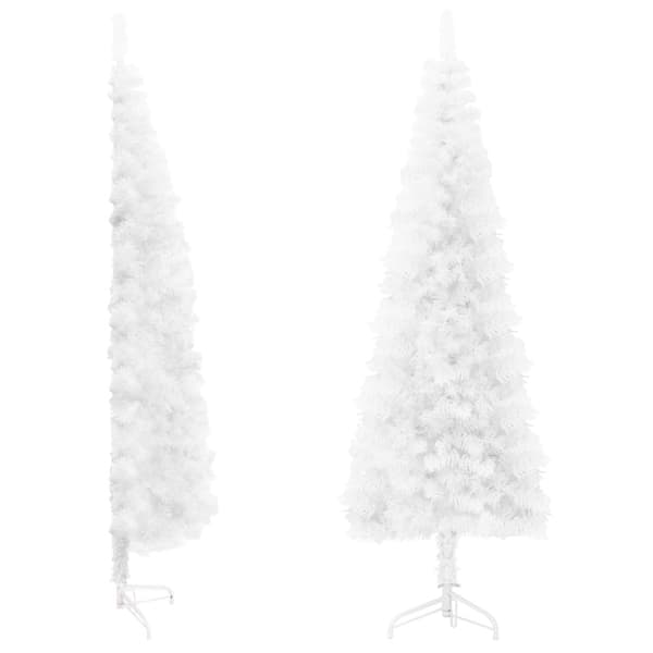 Smal halv plastgran med stativ vit 150 cm