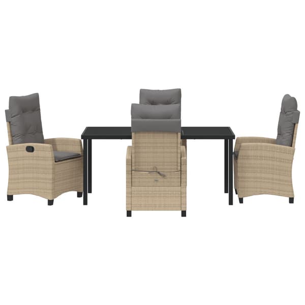 Trädgårdsmöbelset med kudde 5 pcs Beige konstrotting