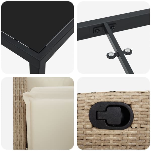 Trädgårdsmöbelset med kudde 3 pcs Beige konstrotting