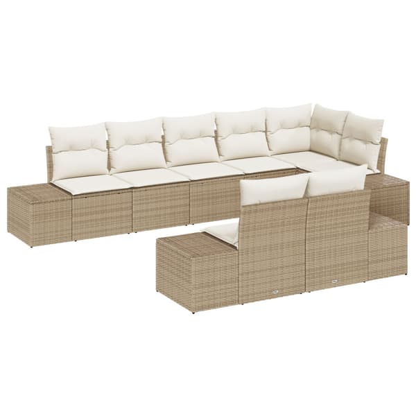 Trädgårdsoffset 8 pcs Beige och gräddfärgad konstrotting