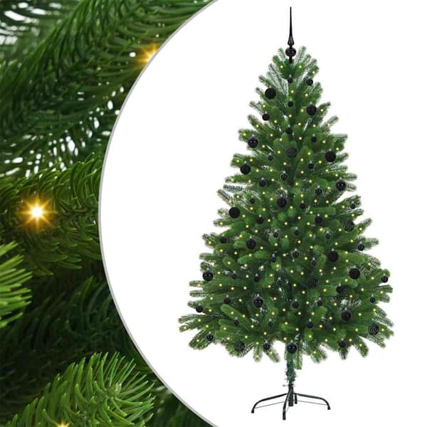 Julgran med 300 LED-lampor med stativ Grön 210 cm PE