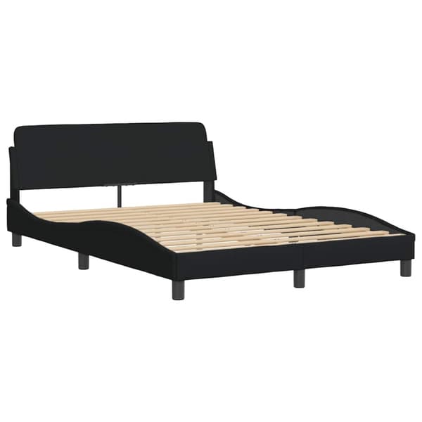 Bed Frame without Mattress "Hanko" Black 140x190cm Fabric
