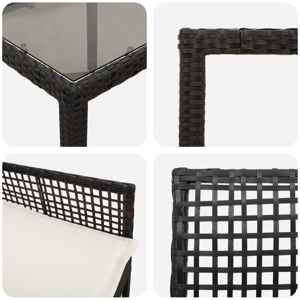 Trädgårdsmöbelset 7 pcs Svart konstrotting